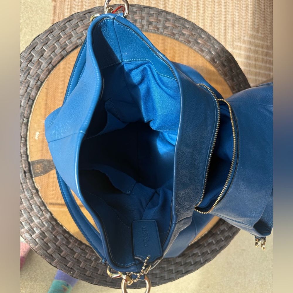 Coach Blue Pebbled Leather Shoulder Bag - Picture 7 of 12